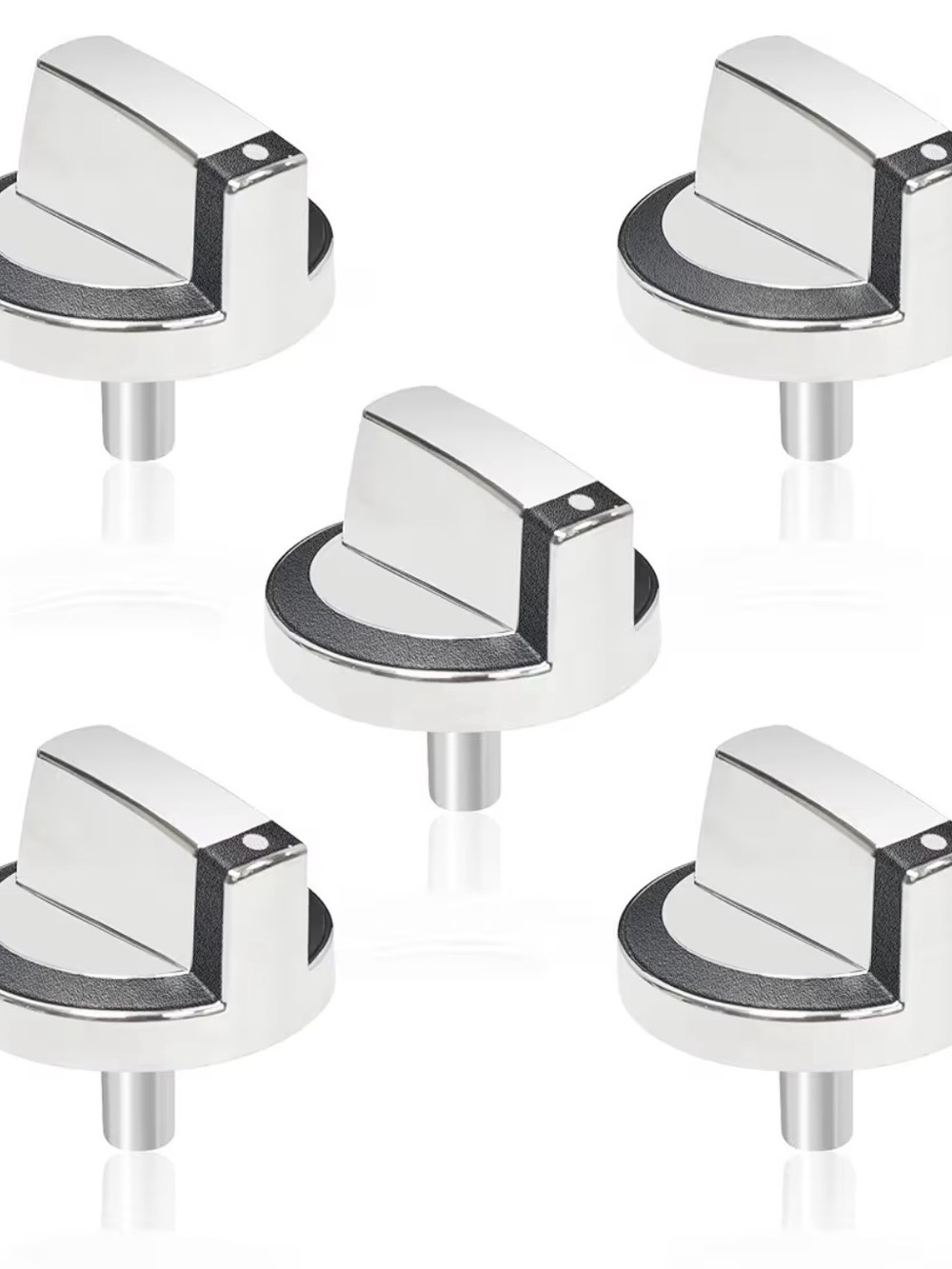 Whirlpool Replacement Control Knobs - Set of 5, Silver and Black